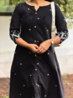 A-Line Kurta featuring a timeless black ethnic design - Image 2