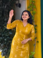 Yellow printed kurtis - Image 2
