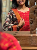 Red printed kurta - Image 4