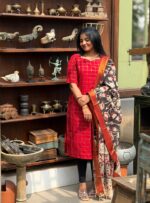 Red printed kurta - Image 3