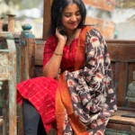 Red printed kurta