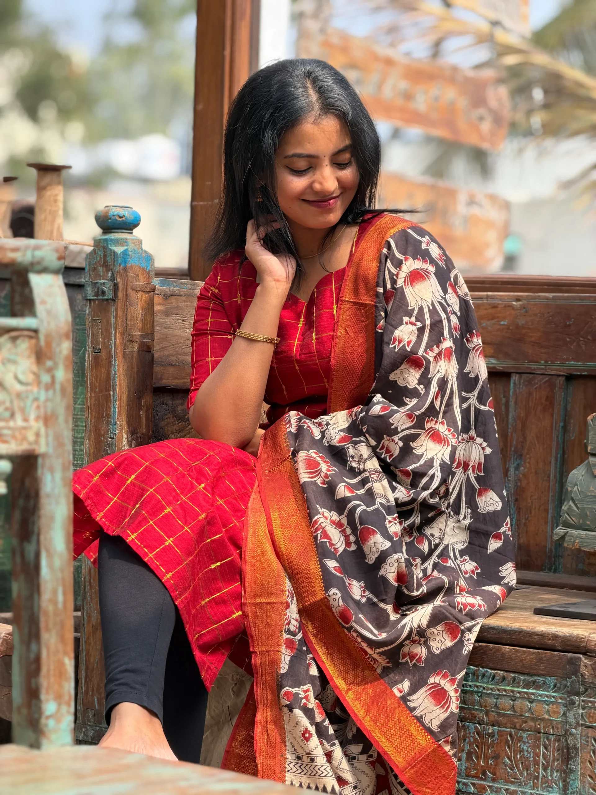 main Red printed kurta - Image 1